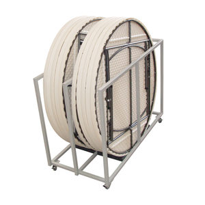 Round Folding Table Trolley Mobile Folding Table Storage