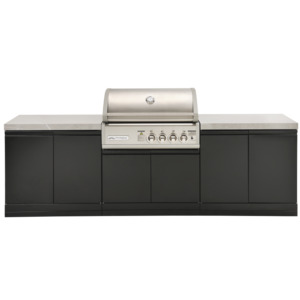 Crossray Outdoor BBQ kitchen, double side cabinets with flat stone benchtops