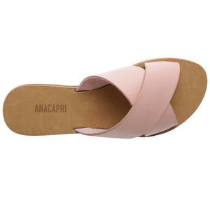 Shoes: Anacapri - Leather Cross Slides - Nude