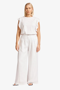Pants Jumpsuits: Eb & Ive - Miramar Palazzo Pant - White