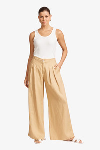 Pants Jumpsuits: Eb & Ive - Miramar Palazzo Pant - Camel