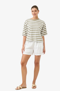 Eb & Ive - Studio Stripe TShirt - Olive