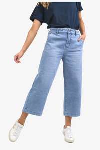 Elm - Sidney Cropped Wide Leg Jeans - Light blue