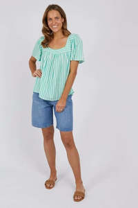 Elm Lifestyle: Elm - Aurora Stripe Top - Green/White