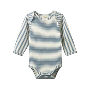 Baby: Nature Baby - Long Sleeve Bodysuit - Teal Pinstripe