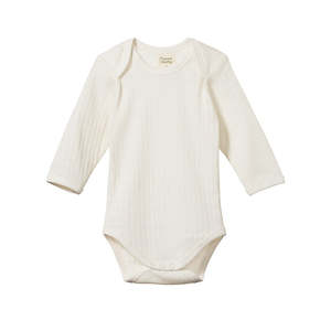 Nature Baby - Long Sleeve Pointelle Bodysuit - Natural