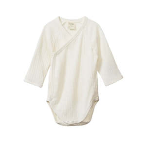Nature Baby - Long Sleeve Pointelle Kimono Bodysuit - Natural