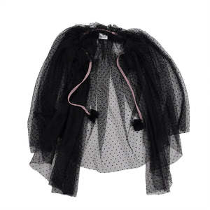 Girls Tops Tees: Hoot Kid - My Way Party Cape - Black Polka Dot Tulle