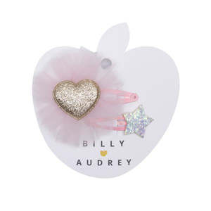 Billy Loves Audrey: Billy Loves Audrey - Gold Glitter Heart Clip Duo