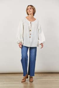 Isle Of Mine: Isle Of Mine - Panorama Tuck Blouse - Dove