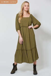 Isle Of Mine: Isle Of Mine - Vera Tiered Maxi - Evergreen