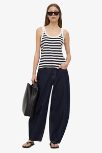 Assembly Label - Adria Stripe Jersey Tank - White / Navy