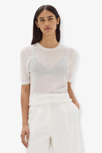 Assembly Label: Assembly Label - Belle Knit Short Sleeve Tee - Cream