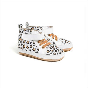 Baby Shoes: Pretty Brave - Hi Top - White Leopard