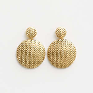 Stella Gemma: Stella + Gemma - Gold Round Textured Earrings