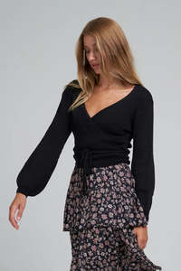 Lilya 1: Lilya - Knit Wrap Top - Black