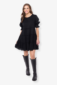 Leila Luca: Liela + Luca - Claire Tiered Mini Dress - Black