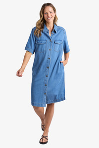 Elm - Cora Denim Dress - Mid Blue