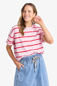 Elm Lifestyle: Elm - Halli Short Sleeve Tee - Pink Stripe