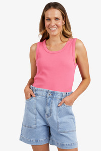 Elm Lifestyle: Elm - Rib Crew Tank - Pink Lemonade