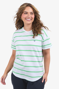 Elm Lifestyle: Elm - Halli Tee - White and Spring Green Stripe