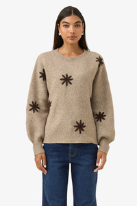 Isle Of Mine: Isle of Mine - Miru Stitch Flower Jumper - Stone