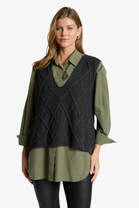 Knitwear 1: Eb & Ive - Liora Knit Vest - Charcoal