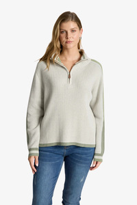 Knitwear 1: Eb & Ive - Liora Zip Jumper - Bisque/Sage