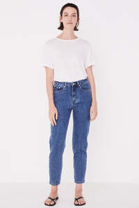 Pants Jumpsuits: Assembly Label - High Waist Rigid Jean - Vintage Blue