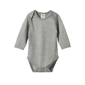 Nature Baby - Merino Long Sleeve Bodysuit -Grey Marle