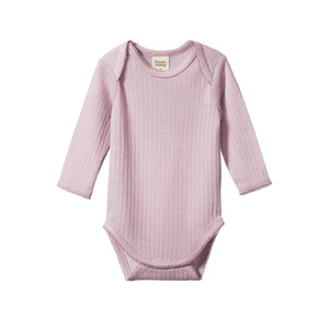 Nature Baby - Merino Pointelle Long Sleeve Bodysuit - Lilac
