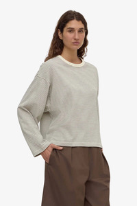 Assembly Label: Assembly Label - Malone Cropped Stripe Long Sleeve Tee - Cream/Black