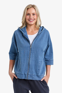 Elm - Tessa Denim Look Hoodie - Blue
