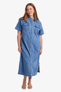 Elm - Ayla Denim Midi Dress – Blue