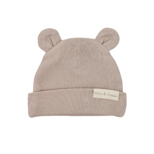 Organic Cotton Bear Beanie | Biscuit