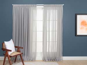 Ready Made Curtains: Awaroa Sheer Curtains - Flint