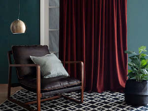 Remy Recycled Velvet Pencil Pleat Ready Made Curtains - Russet