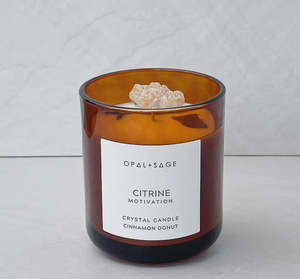 Gifts: Opal & Sage -Citrine Crystal Candle