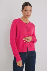 Sale 1: Autograph Hot Pink Cashmere Blend Crewneck Cardigan