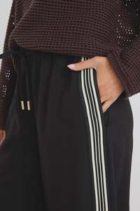 Sale 1: Vibe Black Jacquard Stripe Wide Leg Pants