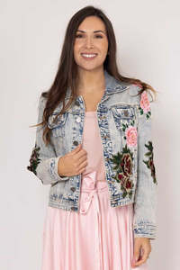Augustine: LILY DENIM EMBROIDERED JACKET BLUE