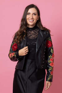 Augustine: ROSIE FAUX LEATHER JACKET ROSE BLACK