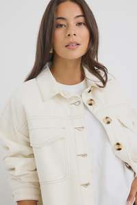 Among The Brave: Echo Ecru Patch Pocket Denim jacket