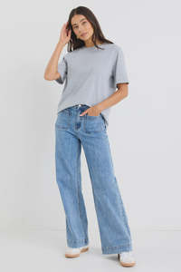 Zoey Signature Blue High Rise Wide Leg Pocket Jean