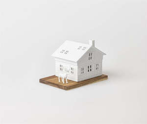 Live Wires: Deer & Ski Hut - Christmas Porcelain Tealight House