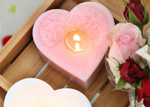 Living Light: Peony Rose Heart (Blush) Candle