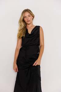 Mink Pink: Momento Cowl Neck Top - Black