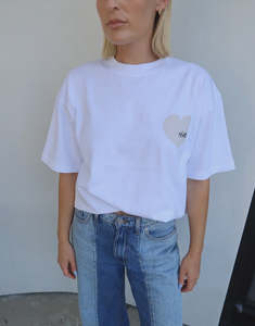 Tops Tees: SŚAINT Heart Tee : White & Cream
