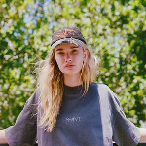 Tops Tees: No Vacancy Tee Charcoal Acid Wash