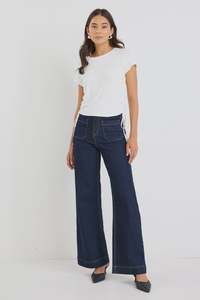 Zoey Indigo High Rise Wide Leg Pocket Jean
